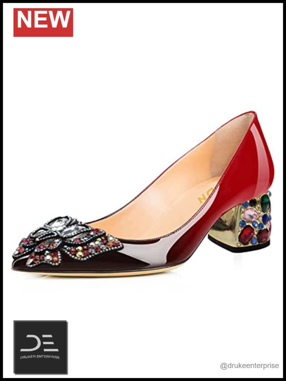 Women's Pointed Toe Bow Pumps Rhinestone Low Heel Block Heel Slip On Party